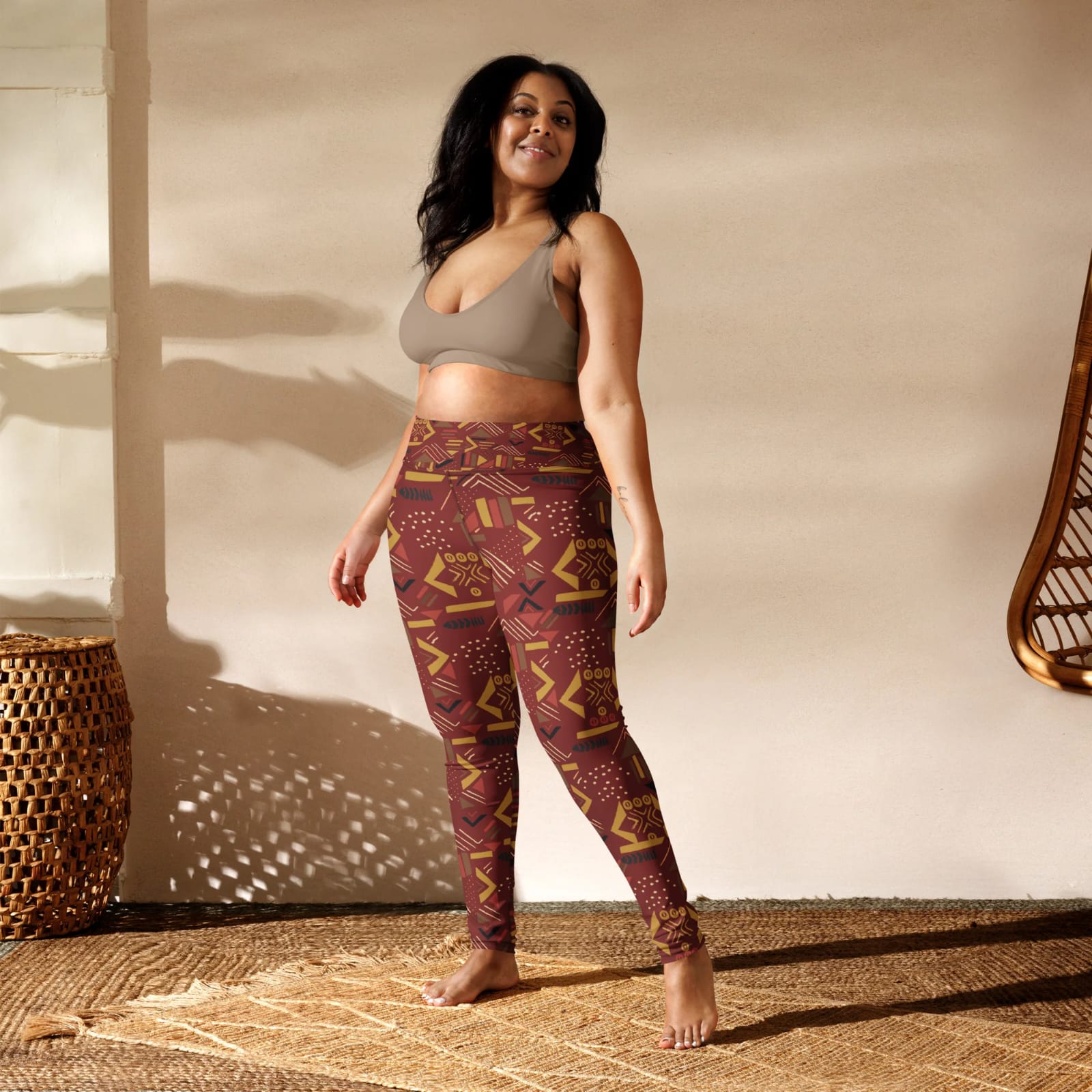 All Day Leggings - Mudcloth Print Pecan pie
